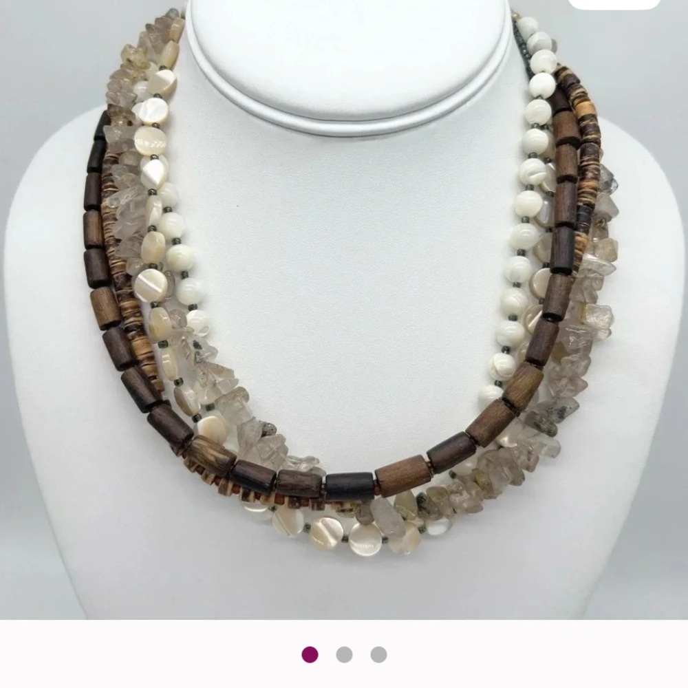 Silpada Multi-Strand- quartz, mother of pearl and wooden beads